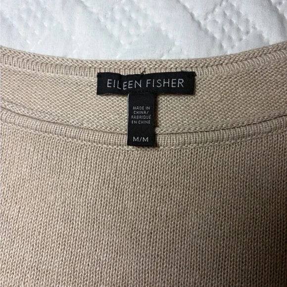 Eileen Fisher | 100% Linen Cream Long Sleeve Top - Picture 3 of 4